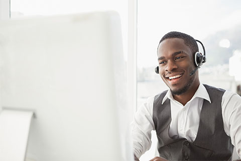 man in front of computer